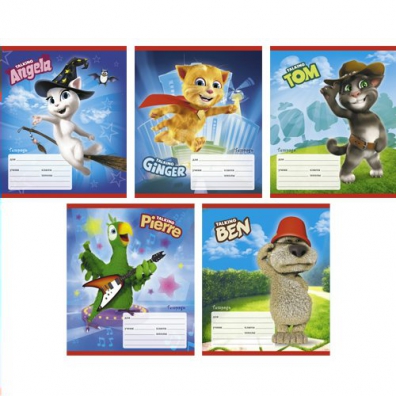 Тетрадь  12л. лин. цв.обл. Канц-Эксмо "Talking Tom and Friends", выб.лак, блестки