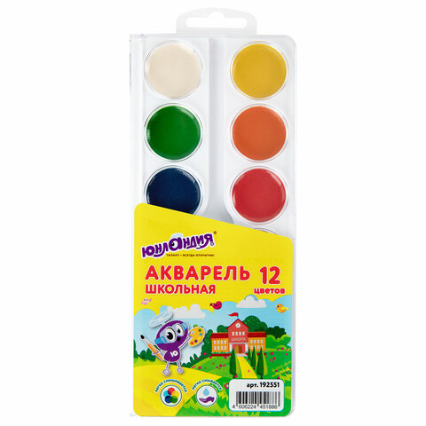 Краски 12 цв. акв. медов. Юнландия "Школьные", б/к, п/п