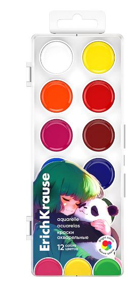 Краски 12 цв. акв. ErichKrause "Panda Hugs" без кисти, е/п