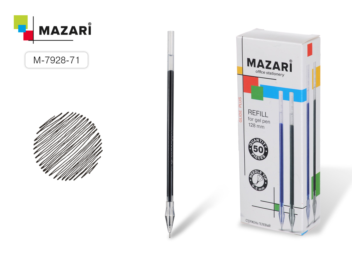 Стержень гелевый  игольчатый 128 мм синий 0,5 мм MAZARI Lexy