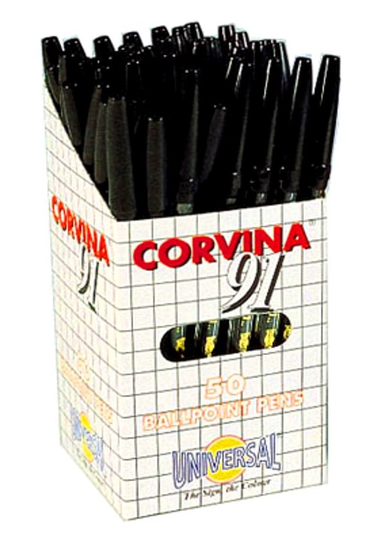 Ручка шарик. Universal "Corvina 91 Classic" черная, 1,0мм, прозрачн. корп., без клипа