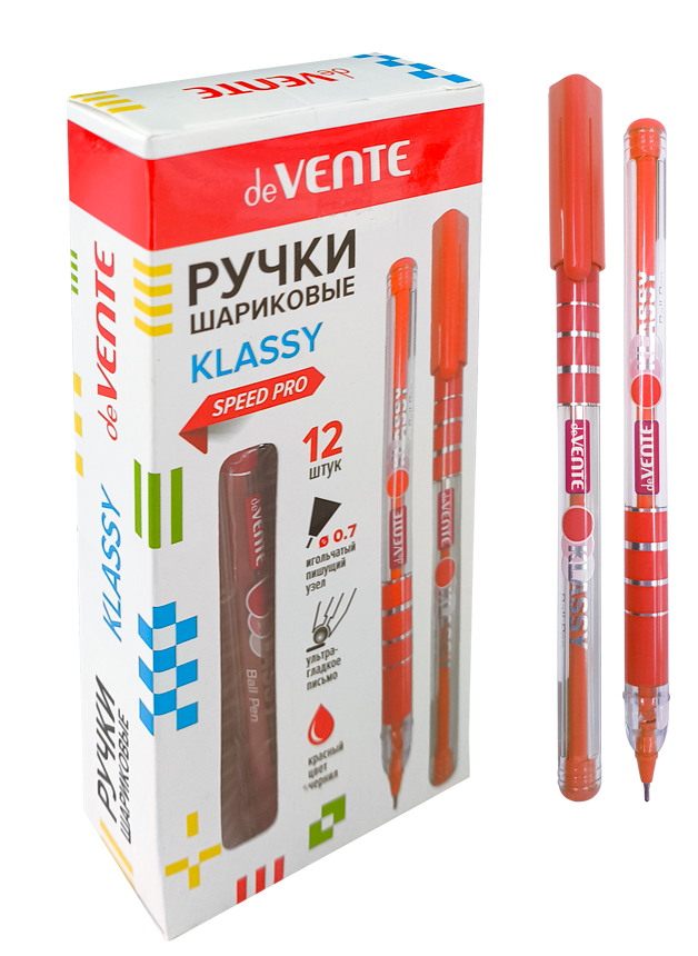 Ручка шарик. deVENTE "Klassy" красная, 0,7 мм, линия 0,5 мм, маслян., одноразовая