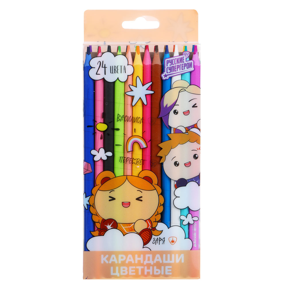 Карандаши 24 цв. BY "Кавай" трехгр., заточ., пл.бокс