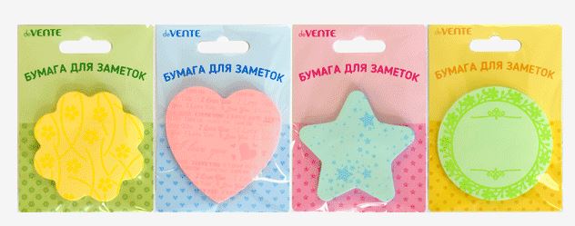 Блок липкий фигурный  50 л. 70*70 deVENTE "Fancy" 70г/м2, ассорти