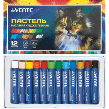 Пастель масляная худож. 12 цв. deVENTE, утолщ. кругл., к/к