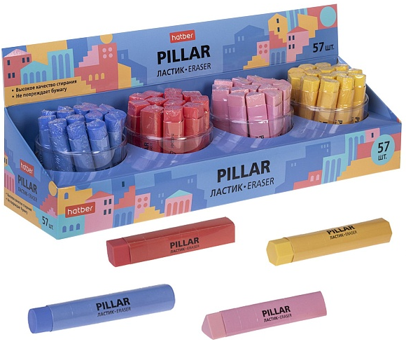Ластик Хатбер "Pillar" фигурный, TPR, ассорти
