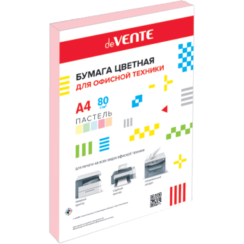 Бумага  А4 цв.  80 г/м.кв. пастель розовая  50 л. deVENTE 