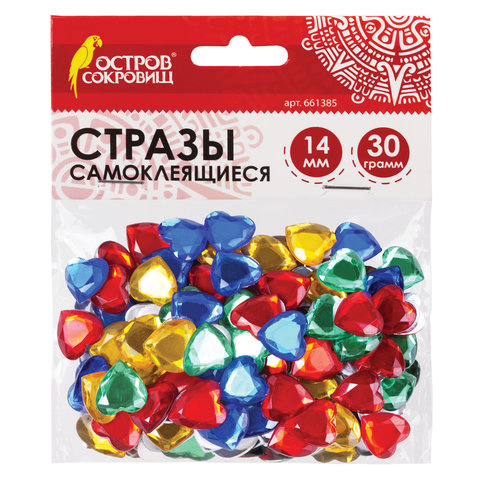 Набор д/декорирования Остров Сокровищ "Сердце" 30 гр., стразы самоклеящ.,14 мм, 5 цветов, подвес. 