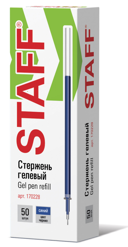 Стержень гелевый  игольчатый 135 мм синий 0,5 мм, линия 0,35 мм STAFF 1/50