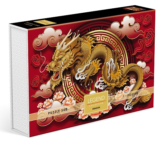 Пазлы  500 Хатбер Premium LEGEND "Дракон" А2, подарочн. коробка + постер 