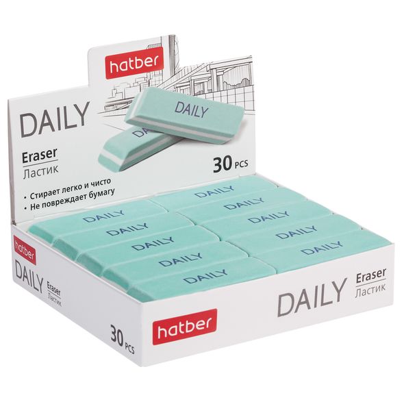 Ластик Хатбер "Daily" прямоуг. скош. края, 50*19*8мм, бирюзовый