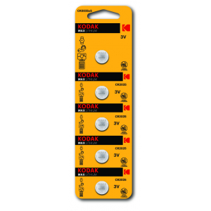 Батарейки CR2025 KODAK Lithium, 3В, 1/5, цена за 1 штуку