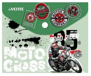 Папка с кнопкой с рис. А6  0,15 мм deVENTE "Moto cross" непрозр.