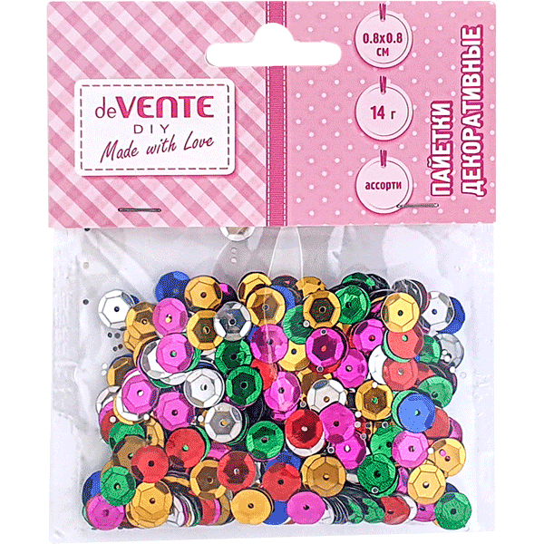 Набор д/детск.творч. deVENTE "Пайетки" Metallic, 8х8 мм, 14 гр., ассорти