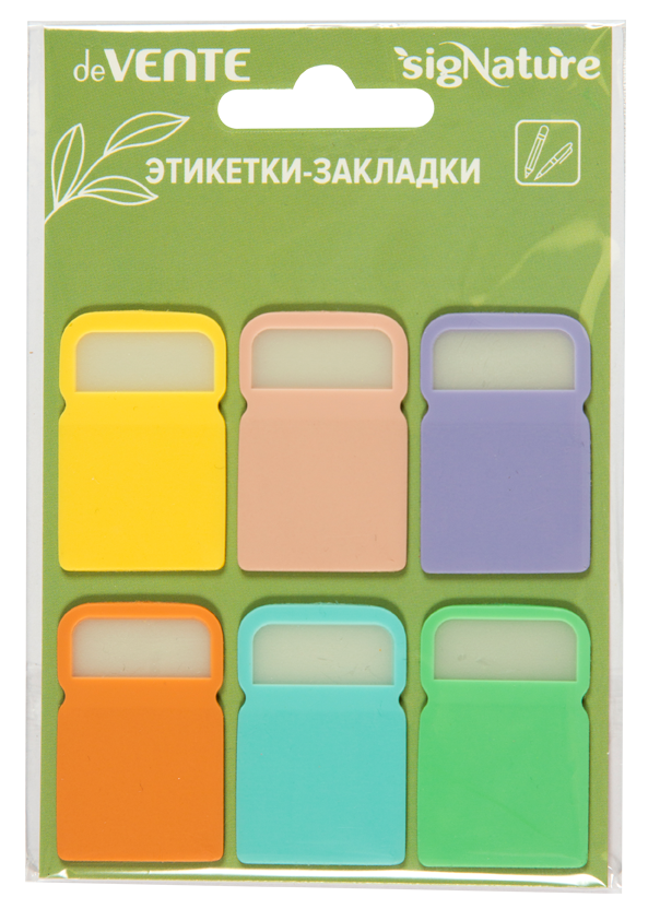 Закладки липк. пластик. паст. 24 х 38 мм, 6 цв. по 10 л. deVENTE "sigNATURE" блистер, е/п