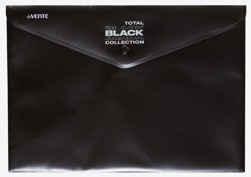 Папка с кнопкой А4 плотн. 0,18 мм deVENTE "Total Black" непрозр., черный