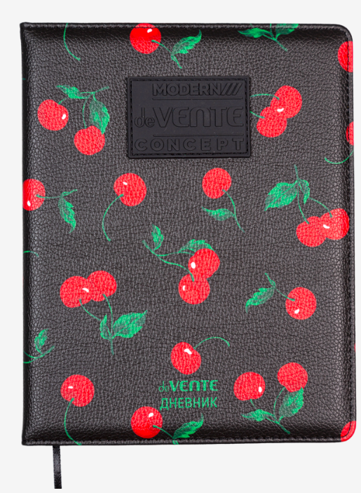 Дневник тв. обл. унив. deVENTE "Very Cherry" иск.кожа, поролон, цв. аппликац. rubber patch, ляссе