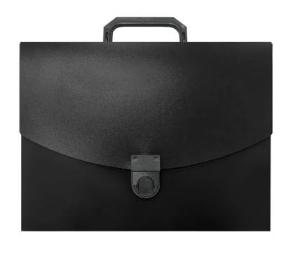 Папка-портфель пластик А4  1 отд., замок, черный Dolce Costo 