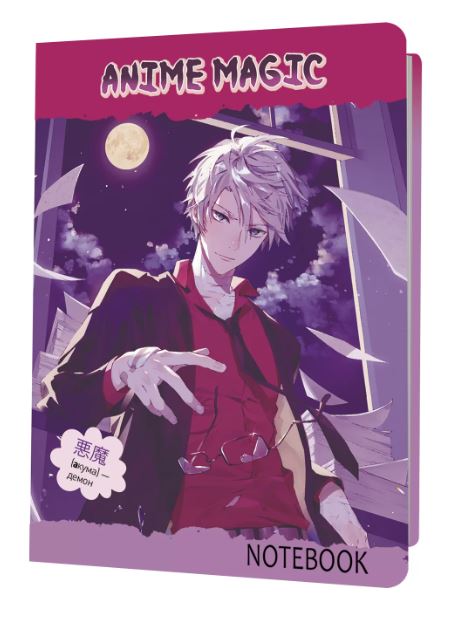Книжка записная 32 л. Контэнт-канц "Anime Magic (с мальчиком)" 120х170 мм тонир блок офсет 80гр с рисунками, клетка