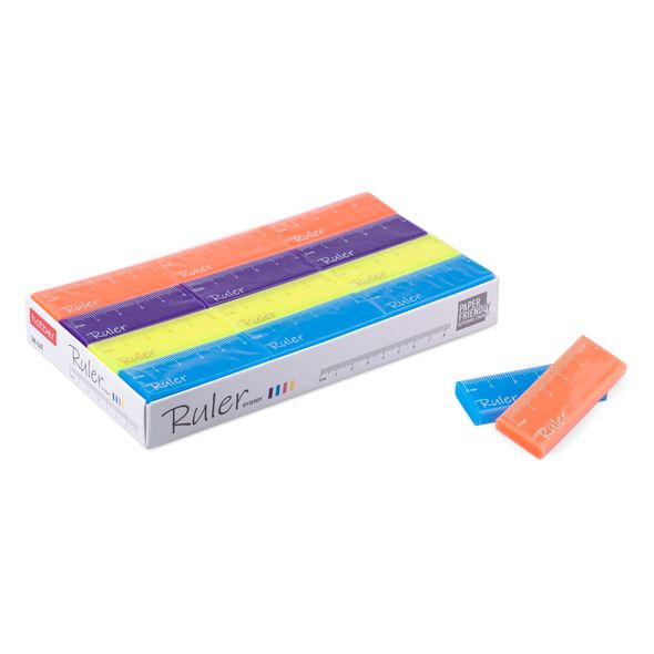 Ластик Хатбер "Ruler" прямоуг., PVC, 55*22*7мм, ассорти