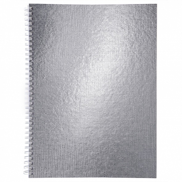 Тетрадь А4 96л. кл.  гребень б/винил Хатбер "METALLIC" серебро 1/24