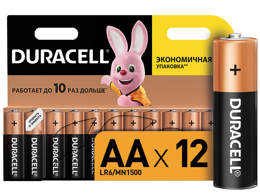 Батарейки LR06 (пальч.) АА Duracell Alkaline, 1.5B, 24А, 1/12