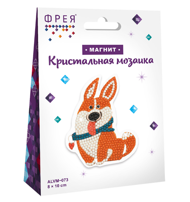 Набор д/детск.творч. "Алмазная мозаика" Фрея магнит "Корги-озорник" 