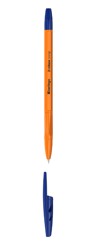 Ручка шарик. Berlingo "Tribase Orange" синяя, 0,7мм, линия 0,5мм, оранж.корпус, 1/50