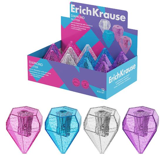 Точилка с контейнером  ErichKrause "Diamond Glitter" ассорти