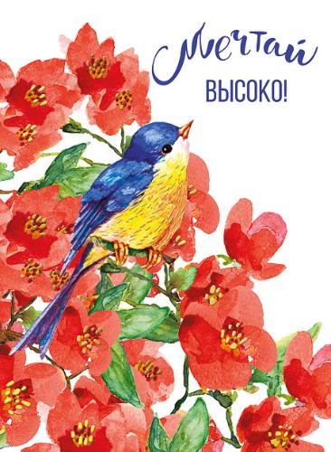 Открытка "Мечтай" птичка 114 х 138
