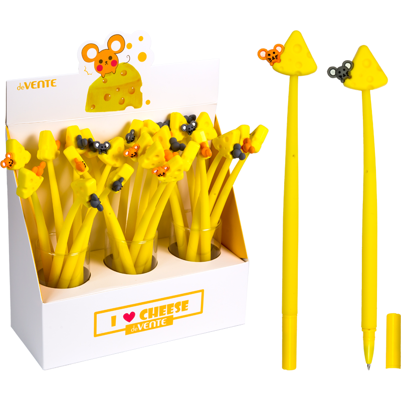 Ручка шарик. deVENTE "I Love Cheese" синяя, 0,7 мм, игольч.,  ассорти