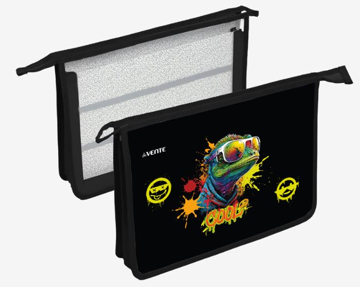 Папка для труда А4 на молнии 2 отд. deVENTE "Cool Lizard" с расширен., картон, конгрев.тисн.