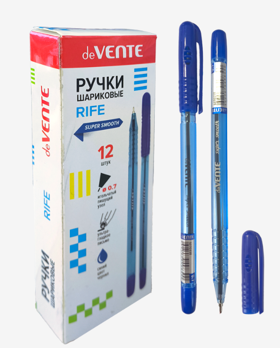 Ручка шарик. deVENTE "Rife" синяя, 0,7 мм, линия 0,3 мм,грип зона, масл