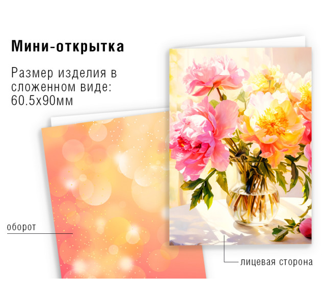 8481 Открытка "Пионы" мини
