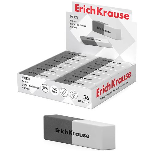 Ластик ErichKrause "Multi" прямоуг., скош.края, TPR, 54*18*8мм 1/36