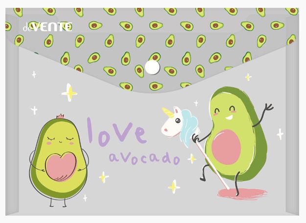 Папка с кнопкой с рис. А4  0,18 мм deVENTE "Avocado" непрозр.