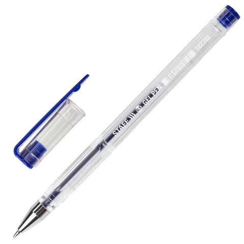 Ручка гелевая STAFF "Basic GP-789" синяя, 0,5 мм, линия 0,35 мм, проз. корп.