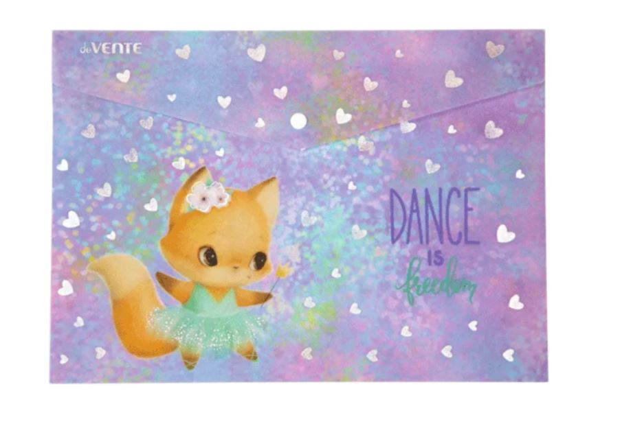 Папка с кнопкой с рис. А4  0,18 мм deVENTE "Dance Fox" непрозр.